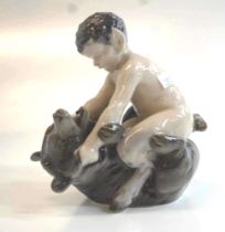 Royal Copenhagen Faun with a bear figurine