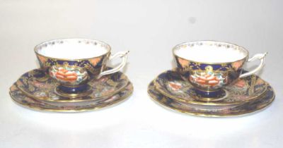 Pair Royal Crown Derby 'Imari' trios