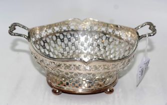 George V Sterling silver pierced basket