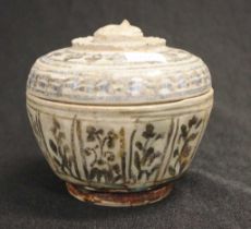 Antique Thai Sawankhalok lidded ceramic bowl