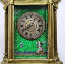 Rare French Carriage clock with guilloche enamel