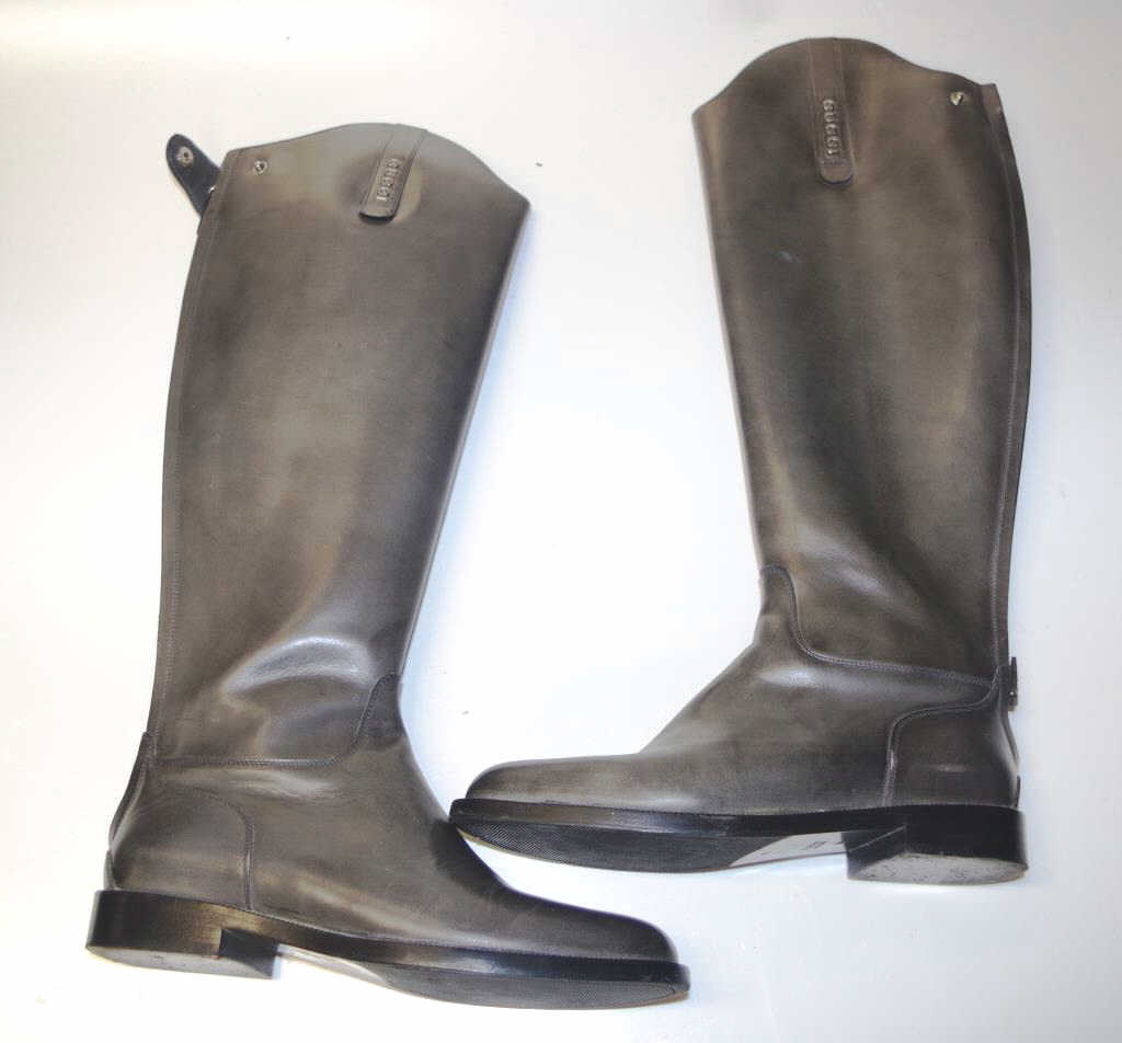 Pair of Gucci grey leather riding boots - Image 2 of 4