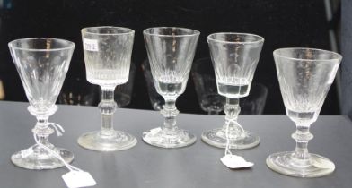 Five various Georgian / Victorian port glasses