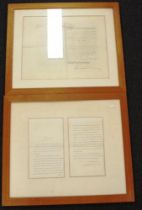Two framed royal commissions for Robert Boulter.