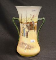 Royal Doulton "Coaching scene" twin handle vase