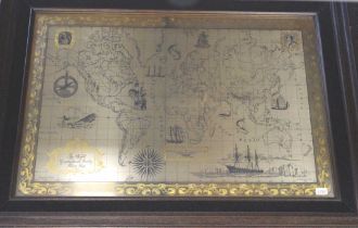 Framed Royal Geographical Society silver map