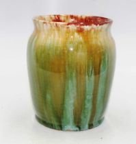 Green / yellow John Campbell pottery vase