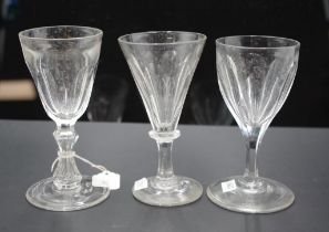 Three early Victorian wine glasses