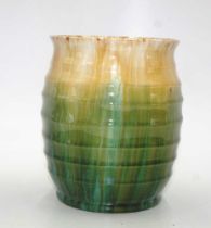 Green / yellow John Campbell pottery vase
