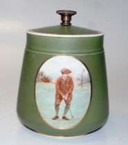 Edwardian golf themed ceramic tobacco jar