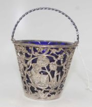 George V sterling silver decorated basket