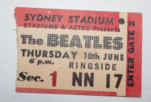 Sydney Stadium THE BEATLES 1964 ticket