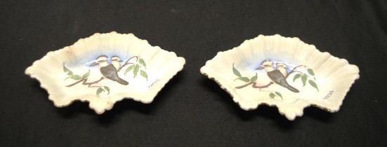 Two Shelley kookaburra porcelain serving dishes