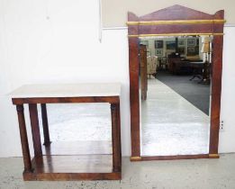 French Empire style walnut console table & mirror