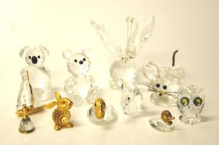 Group of Swarovski & other crystal ornaments
