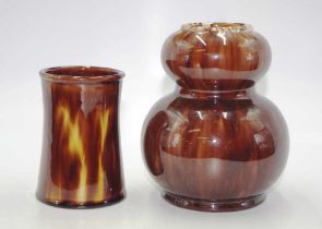 Two brown McHugh pottery vases