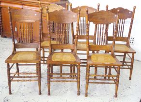 Set of six antique spindle backed chairs