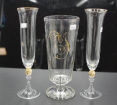Pair of Murano glass champagne glasses