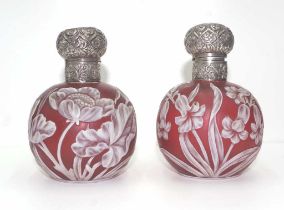 Pair of Thomas Webb cameo glass perfume bottles