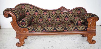 Carved fruitwood double ended chaise lounge