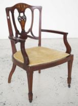 Edwardian inlaid mahogany armchair