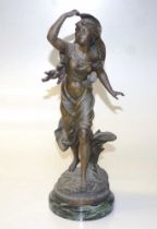 Bronzed figure of 'L'Orage' by Bruchon