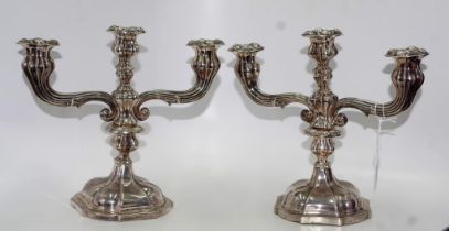 Pair Continental silver candelabras