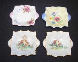 Four Shelley decorated butter dishes