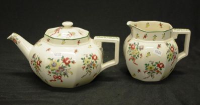 Royal Doulton "Old Leeds Sprays" teapot & jug