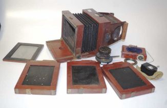 Antique half plate camera and accessories