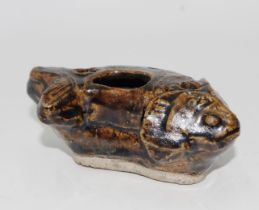 Chinese earthenware fish form inkwell