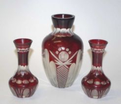 Group three Continental cameo glass vases