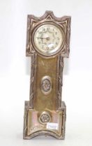 Edward VII sterling silver & wood cased clock