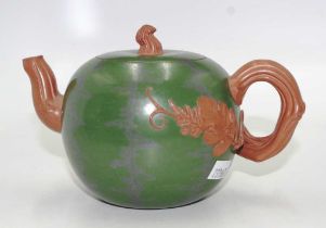 Chinese Yixing green glazed clay teapot