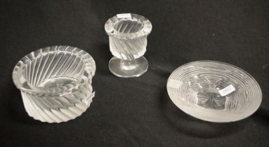 Lalique France crystal match holder & ashtray