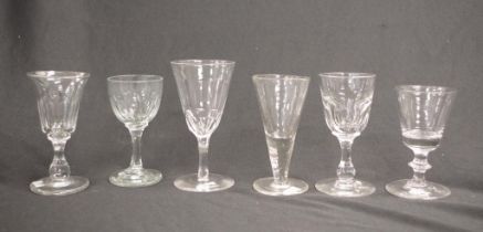 Six various Victorian port glasses