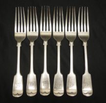 Set six Edward VII sterling silver dinner forks