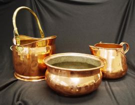Good group three polished copper kitchen items