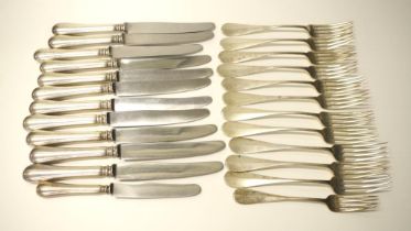Extensive group German silver handle cutlery