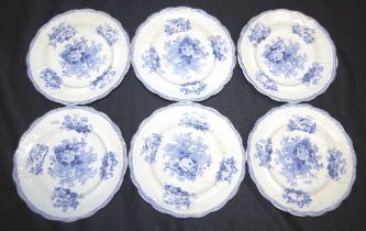 Set six antique Minton transfer printed plates