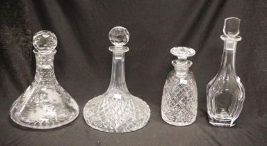 Four various crystal decanters