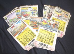 Thirteen vintage advertising calender's