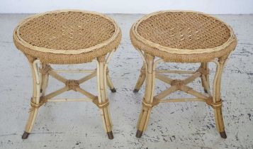 Pair of bamboo & rattan stools