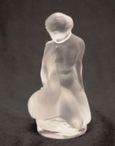 Lalique frosted nude lady Leda & swan figurine