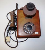 Vintage wood cased wall phone