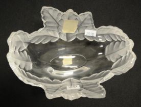 Lalique France crystal Champ - Elysees leaf bowl