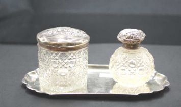 Two sterling silver & crystal toiletry bottles