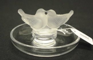 Lalique France crystal Kissing Doves ring dish