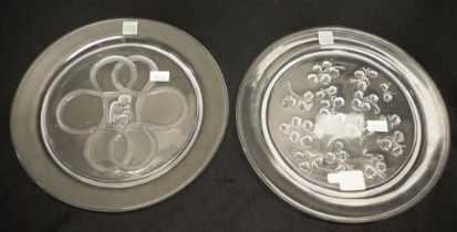 Two Lalique France crystal plates
