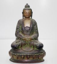 Oriental bronzed seated figure of Buddha